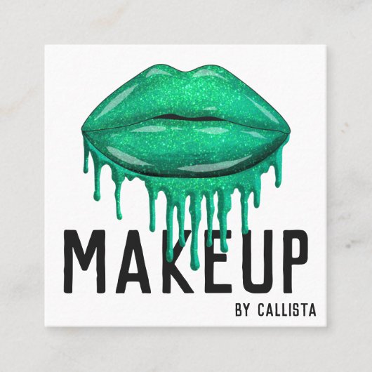 華やかなスパークリーグリッタードリップスリップメイクアップ スクエア名刺 (正面)