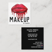 華やかなスパークリー赤グリッタードリップスリップメイクアップ スクエア名刺 (正面/裏面)