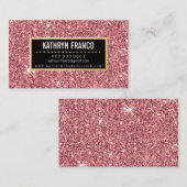 華やかなスパークルかわいいスタイリッシュ金ゴールドピンクグリッター 名刺 (正面/裏面)