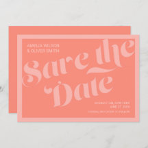 華やかなタイポグラフィコーラルサーモンSave the Date