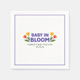 華やかなチューリップのベビーシャワー「Baby in Bloom Bold Colorful Tul スタンダードカクテルナプキン