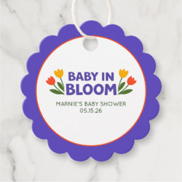 華やかなチューリップのベビーシャワー「Baby in Bloom Bold Colorful Tul フェイバータグ