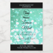 華やかなティール(緑がかった色)スパークルグリッターロゴ製品ラベル フードラベル (シングルラベル)