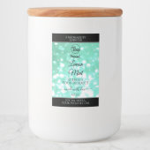 華やかなティール（緑がかった色）スパークルグリッターロゴ製品ラベル フードラベル (正面)