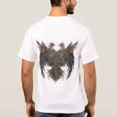 華やかなデザインの二羽の鷲の複雑なアートワーク Tシャツ (裏面)