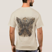 華やかなデザインの二羽の鷲の複雑なアート作品 Tシャツ (裏面)