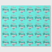 華やかなナースショットかわいいターコイズピンク ラッピングペーパー (フラット)