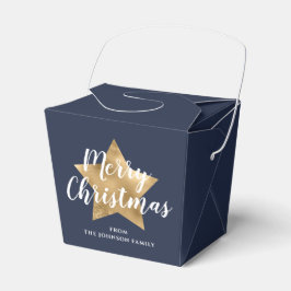 華やかなネイビーブルーとゴールドスターのクリスマス フェイバーボックス