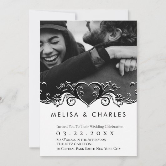 華やかなハート 招待状 (正面)