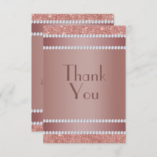 華やかなバラ金ゴールド&ダイアモンド宝石誕生パーティー サンキューカード (正面/裏面)