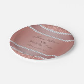 華やかなバラ金ゴールド&ダイアモンド宝石誕生パーティー ペーパープレート (アングル)