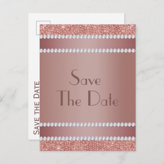 華やかなバラ金ゴールド&ダイアモンド宝石誕生パーティー 案内ポストカード (正面/裏面)