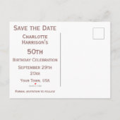 華やかなバラ金ゴールド&ダイアモンド宝石誕生パーティー 案内ポストカード (裏面)