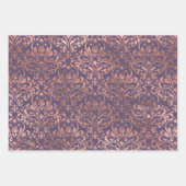 華やかなバラ金箔とラベンダーパターン ラッピングペーパーシート (正面)
