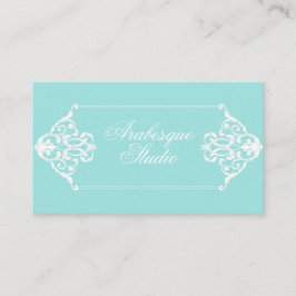 華やかなバロック様式フレームブルーとホワイト 名刺