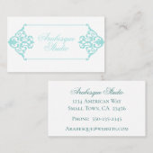 華やかなバロック様式フレームブルーとホワイト 名刺 (正面/裏面)