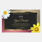 華やかなバーガンディゴールドブラック製品ラベルにロゴ 長方形シール (正面)