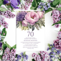 華やかなパープルピンクの花模様 70歳の誕生日