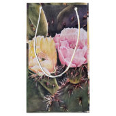 華やかなピンクと黄色のサボテンの花 スモールペーパーバッグ (裏面)