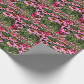 華やかなピンクのエキナセアの花とミツバチ ラッピングペーパー (角)
