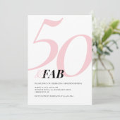 華やかなピンクのボールドな50歳の誕生日招待状 招待状 (スタンド正面)
