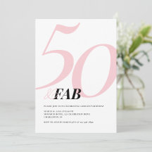 華やかなピンクのボールドな50歳の誕生日招待状