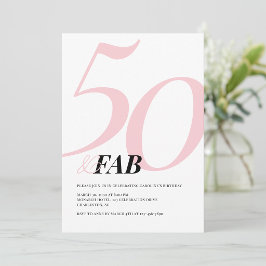 華やかなピンクのボールドな50歳の誕生日招待状 招待状
