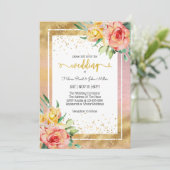 華やかなピンクの花に魅了さ結婚れた 招待状 (スタンド正面)