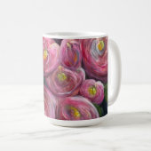華やかなピンクの花の絵 コーヒーマグカップ (正面右)
