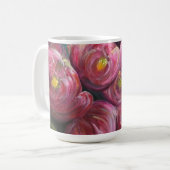華やかなピンクの花の絵 コーヒーマグカップ (正面左)