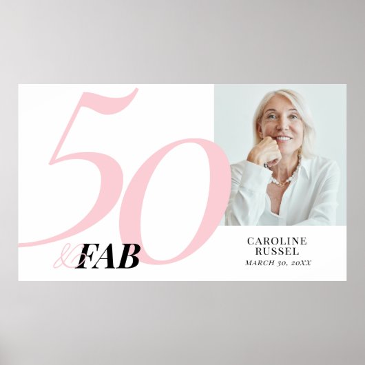 華やかなピンクの50歳の誕生日パーティー ポスター (正面)