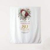 華やかなピンクゴールド80歳の誕生日バナー タペストリー (正面)