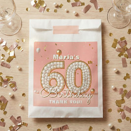 華やかなピンクパールとゴールドの60歳の誕生日 フェイバーバッグ
