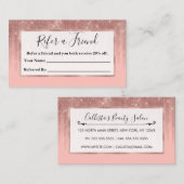 華やかなピンクローズ金ゴールドグリッターストライプの勾配 紹介カード (正面/裏面)