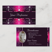 華やかなピンク華美のバ縁どルガンディと写真 名刺 (正面/裏面)