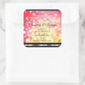 華やかなピンク金ゴールドグリッター製品ラベル宝石 スクエアシール (バッグ)