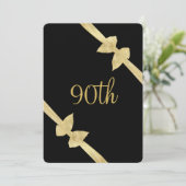 華やかなフェイクゴールドの弓 90歳の誕生日 招待状 (スタンド正面)