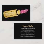 華やかなフェイク金ゴールドメイクアップアーティストピンクの口紅 名刺 (正面/裏面)