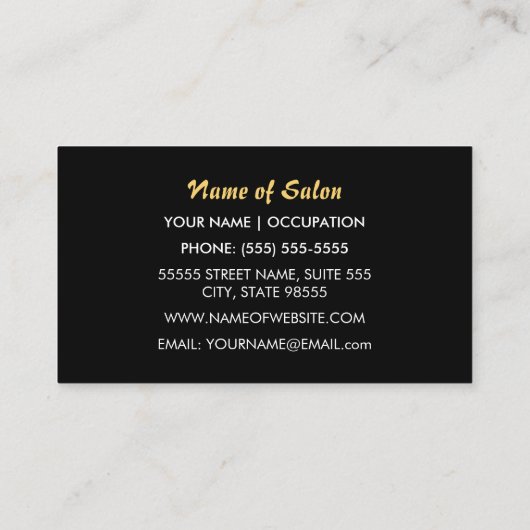 華やかなフェイク金ゴールドメイクアップアーティストピンクの口紅 名刺 (裏面)