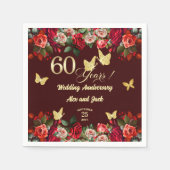 華やかなフラワー ゴールド 60周年 結婚記念日 スタンダードカクテルナプキン (正面)