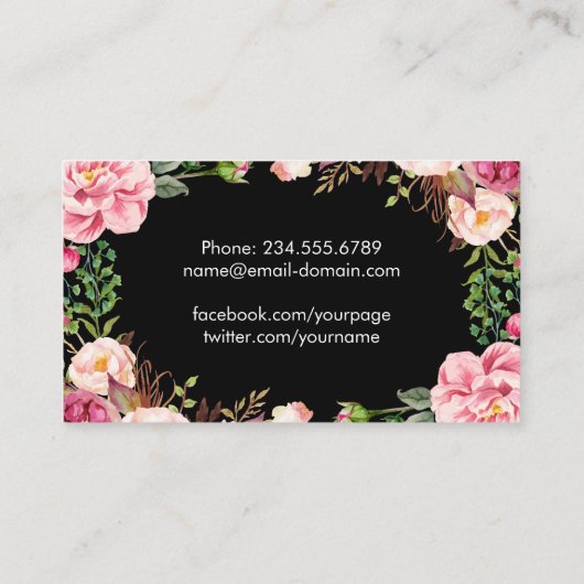 華やかなフローラガーリー卒業生 コーリングカード (裏面)