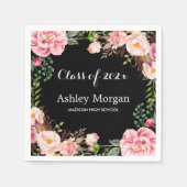 華やかなフローラリースの卒業式 スタンダードカクテルナプキン (正面)