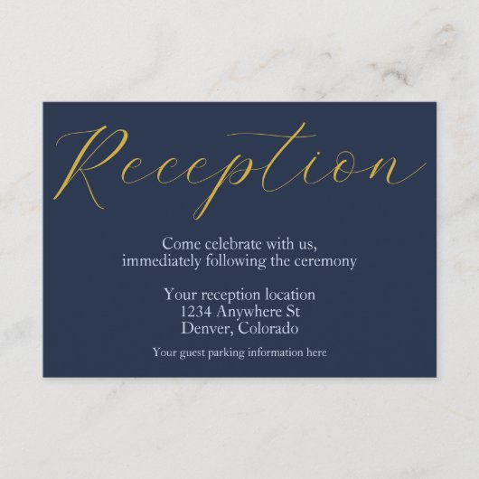 華やかなブルーウェディングレセプション エンクロージャーカード (正面)