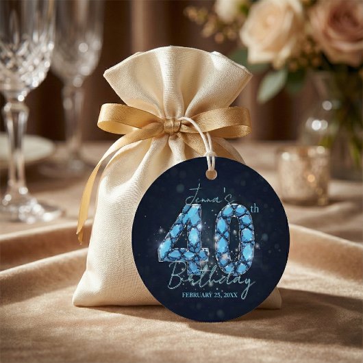 華やかなブルーダイヤモンド40歳の誕生日 フェイバータグ