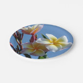 華やかなプルメリアのFrangipaniの開花 ペーパープレート (アングル)