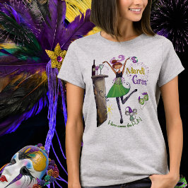 華やかなマルディグラのベストフレンドTシャツ グリーンドレス Tシャツ