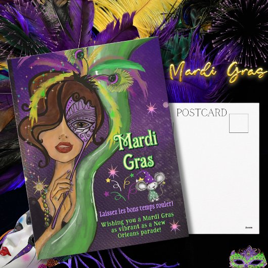 華やかなマルディグラを楽しもう Laissez Les Bons Temps Rouler シーズンポストカード
