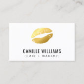 華やかなミニマルフェイク金ゴールドキス口紅 名刺 (正面)