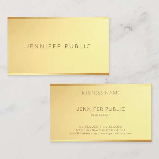 華やかなモダン金ゴールドシンプルテンプレート 名刺 (正面/裏面)