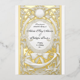 華やかなモチーフのアトリエの結婚式の招待 箔招待状